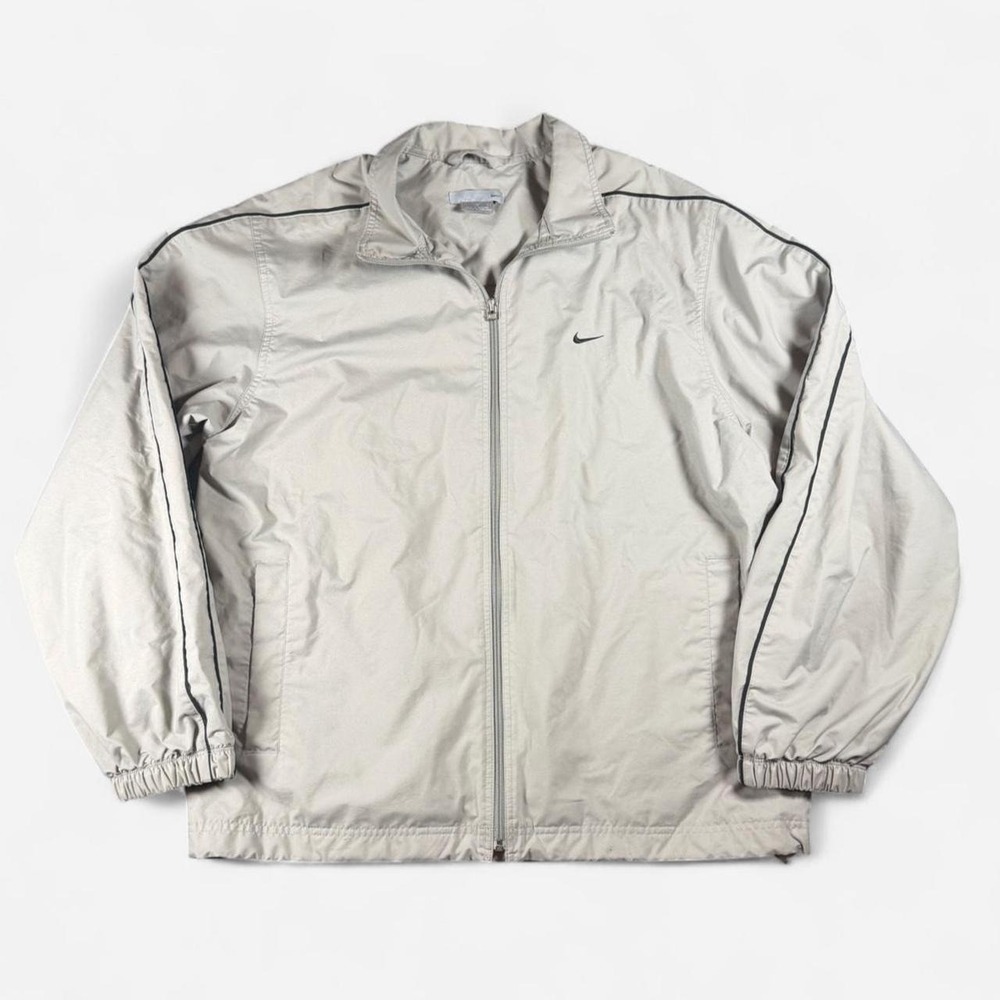 Y2K Nike Grey Track Jacket Back Spellout Elastic Size L Y2K Athletic